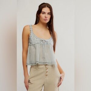 Free People Stevie lace trim crop top XL